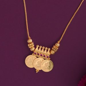Micro Gold Plated Mahalakshmi Gold Coin pendent with Chain - Gold Replica with Adjustable